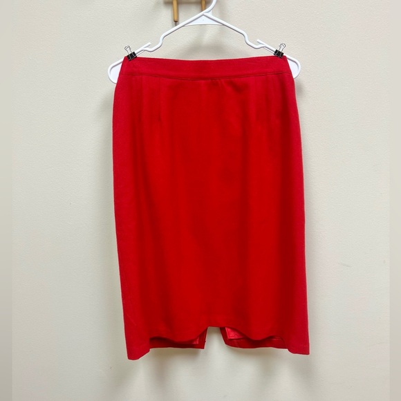 80s Vintage 🌹 Sag Harbor Cherry Red Wool Skirt - Picture 1 of 3